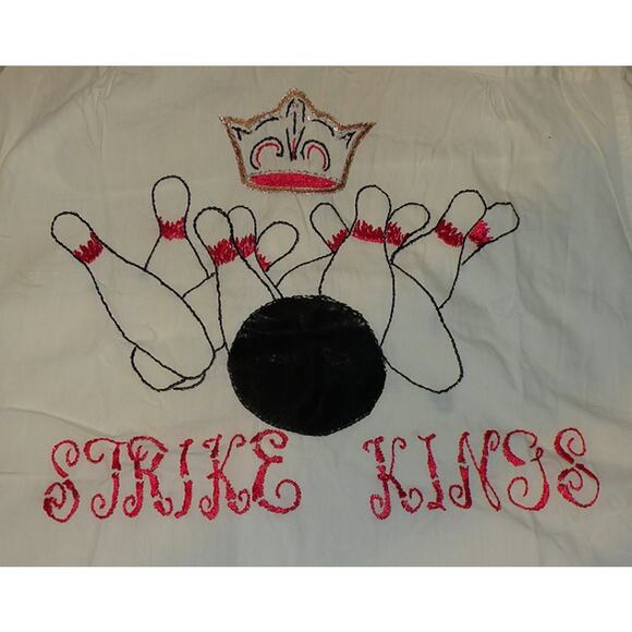 Vtg 70’s Manhattan Men’s SS Chain Stitch Embroidered Bowling Shirt Strike Kings - Picture 3 of 3